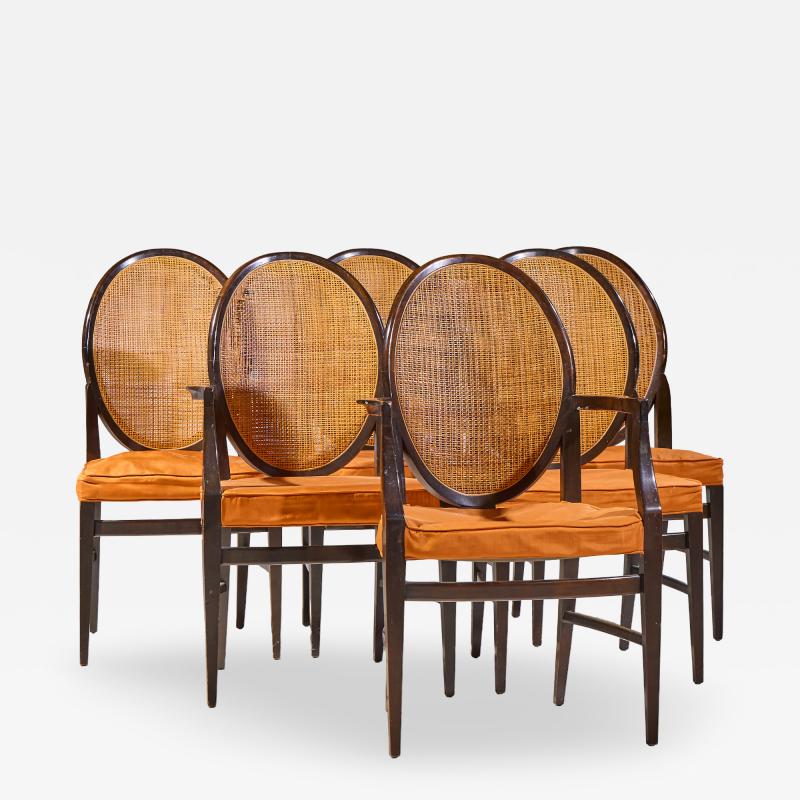 Paul McCobb Paul McCobb for Calvin Mid Century Double Cane Mahogany Dining Chair Set of 6