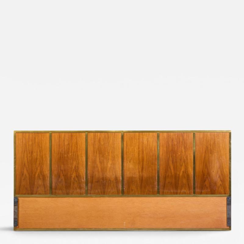 Paul McCobb Paul McCobb for Calvin Mid Century Walnut and Brass King Headboard
