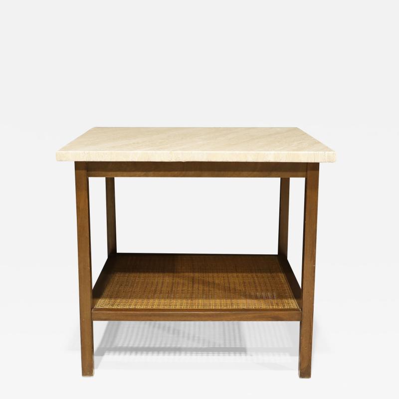 Paul McCobb Paul McCobb for Directional Mahogany and Travertine Side or End Table