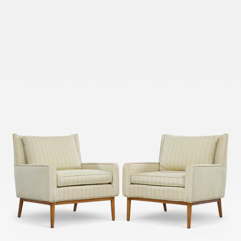 Paul McCobb Paul McCobb for Directional Model 302 Mid Century Walnut Lounge Chairs Pair