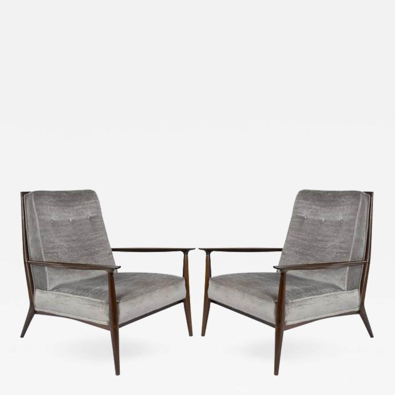 Paul McCobb Paul McCobb for Directional Walnut Frame Lounge Chairs