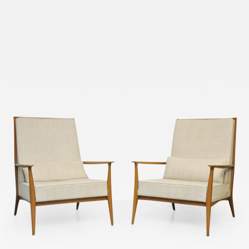 Paul McCobb Paul McCobb for Directional Walnut Frame Lounge Chairs