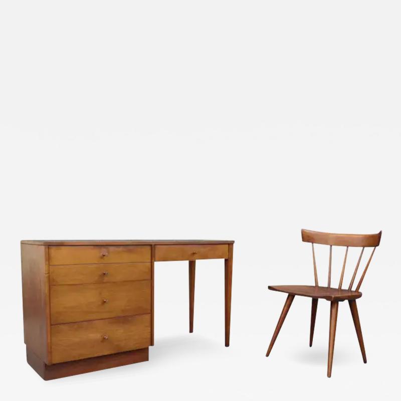 Paul McCobb Paul McCobb for Winchendon Walnut Stain Maple 1560 Desk Spindle Chair