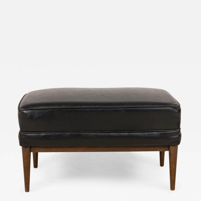 Paul McCobb Paul Mccobb For Directional Rectangular Black Vinyl And Walnut Ottoman