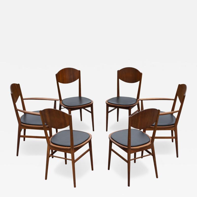 Paul McCobb Rare Set of Six Paul McCobb for Lane Delineator Walnut Black Dining Chairs