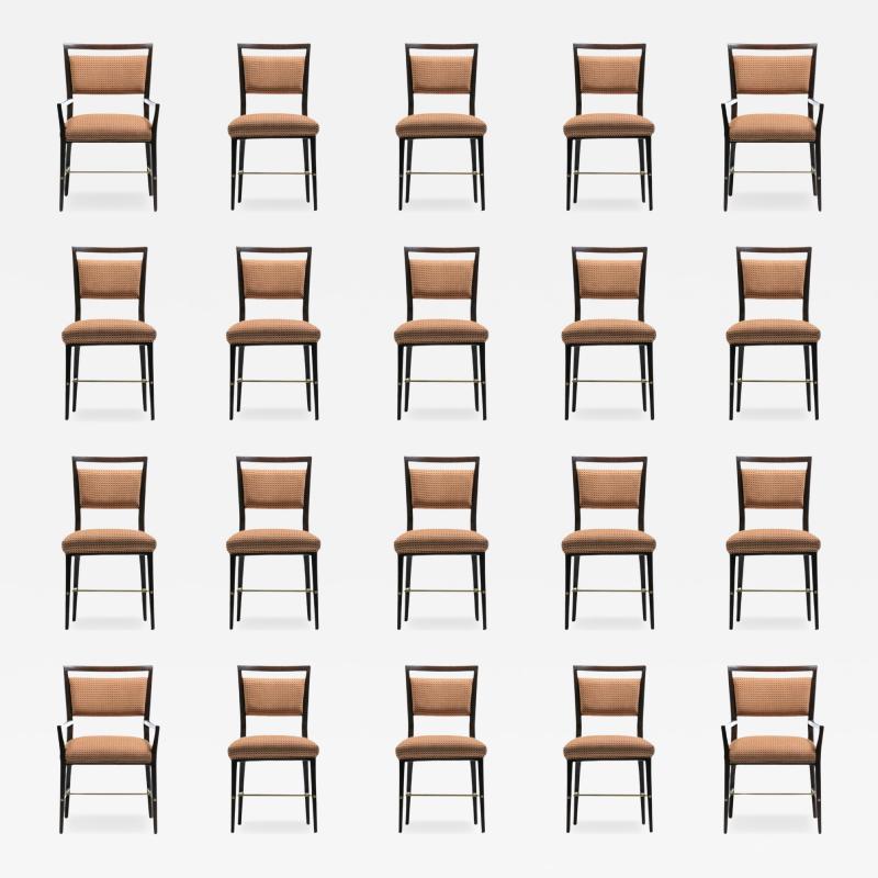 Paul McCobb Set of 20 Paul McCobb Irwin Collection Dining Chairs in Mahogany Brass c 1950