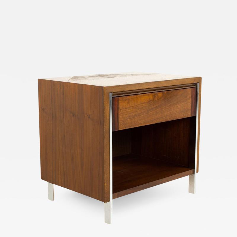 Paul McCobb Style Lane Mid Century Chrome and Walnut Nightstand