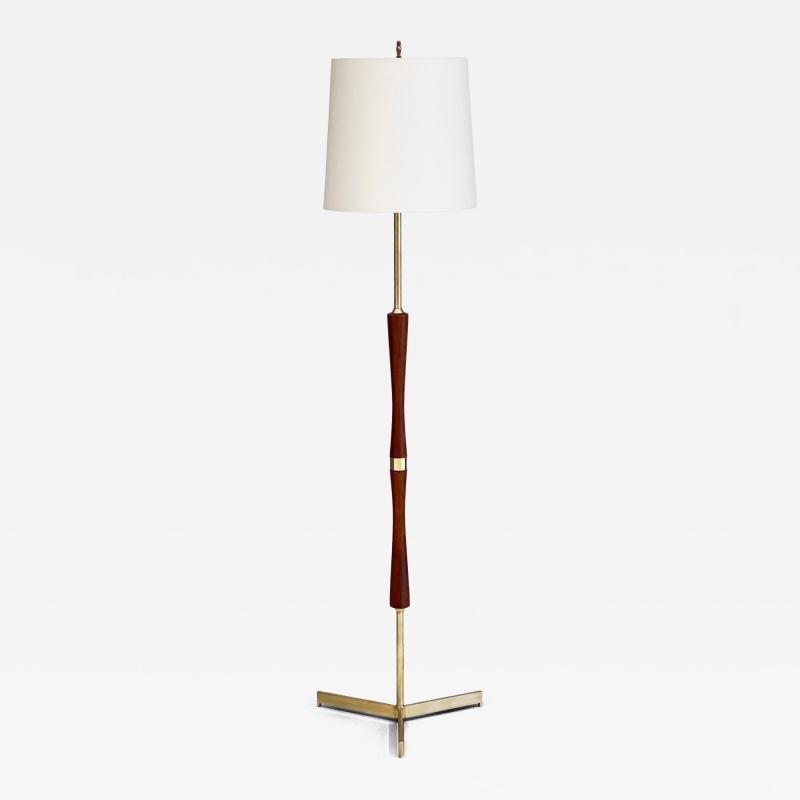 Paul McCobb VINTAGE BRASS AND WALNUT FLOOR LAMP
