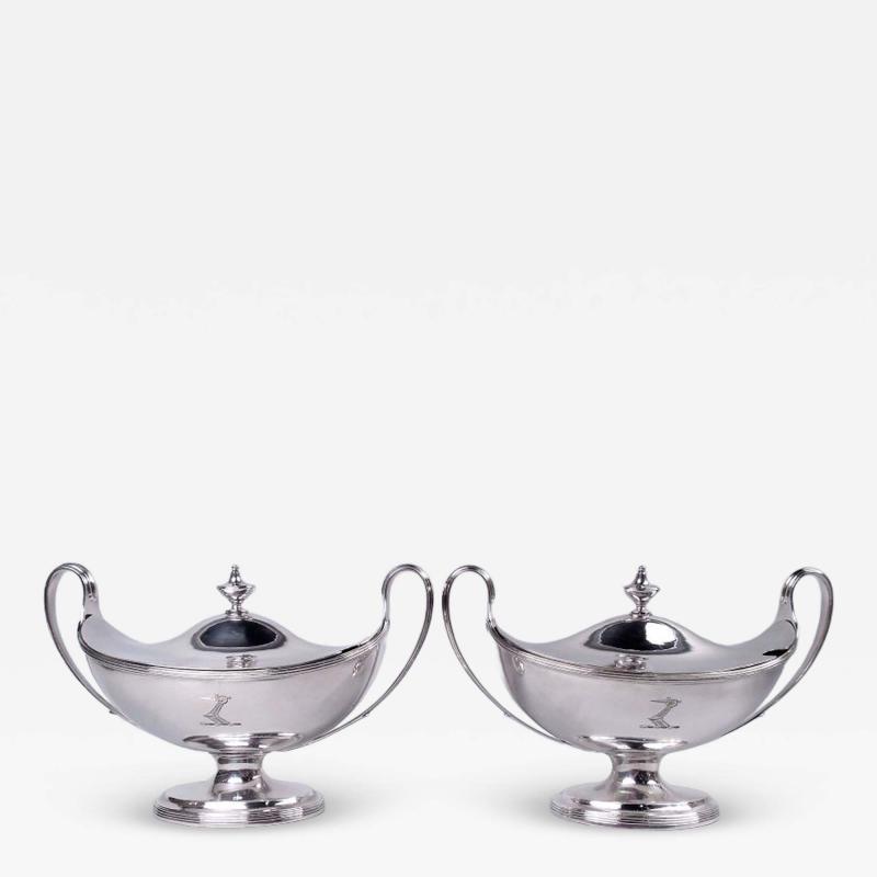 Paul Storr Pair of Paul Storr English Georgian Neoclassical Sauce Tureens 1793