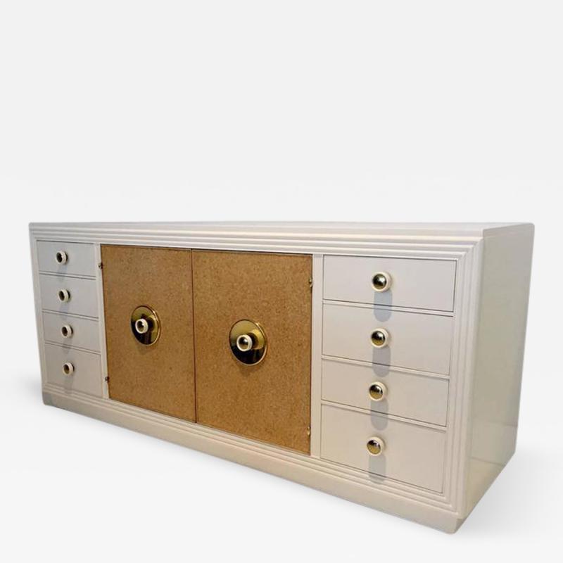 Paul T Frankl Paul Frankl Sideboard with Lacquered Cork and Brass