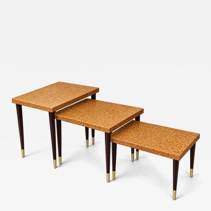 Paul T Frankl Set of 3 Cork Top Paul T Frankl Nesting Tables