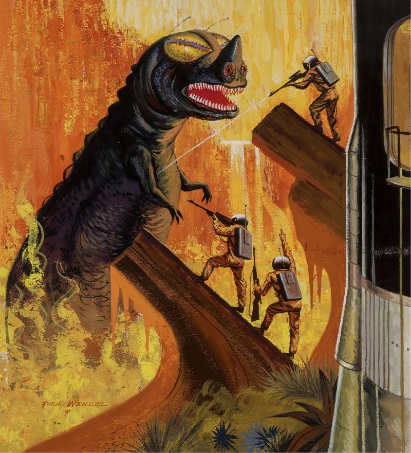 Paul Wenzel Godzilla like Dinosaur Monster Science Fiction Cover Illustration