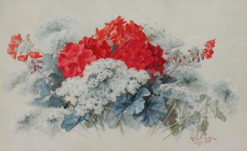 Paul de Longpr Queen Annes Lace and Geraniums