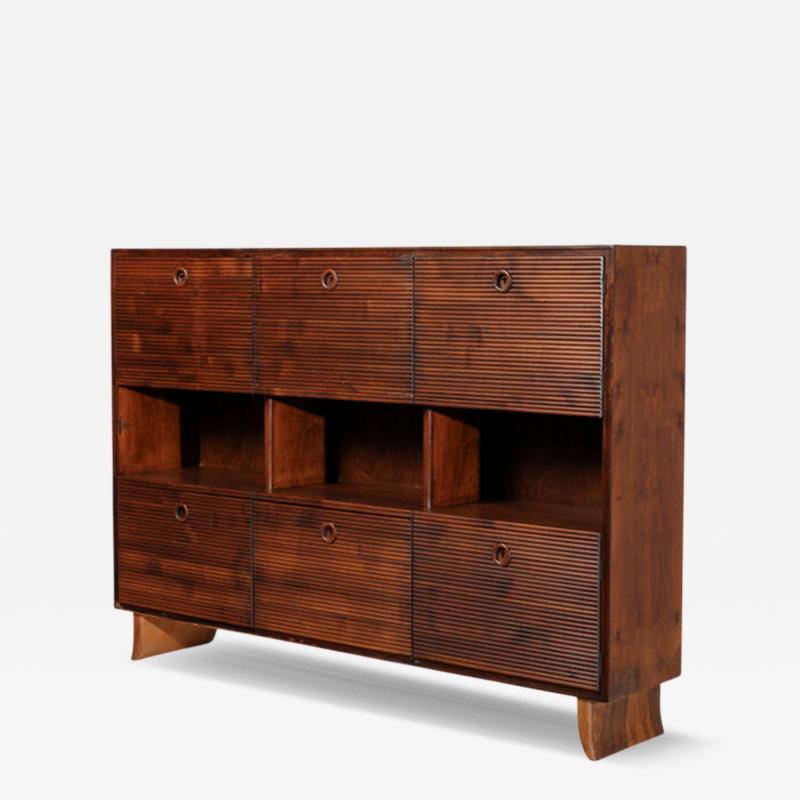 Paulo Buffa 1940s Paolo Buffa 79 walnut cabinet with Grissinato front
