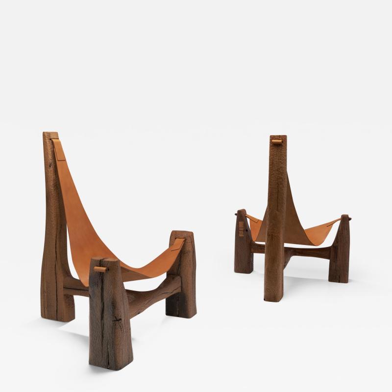 Pavel Novak Pair of Tripod Lounge Chairs by Pavel Novak Czechoslovakia 1980s