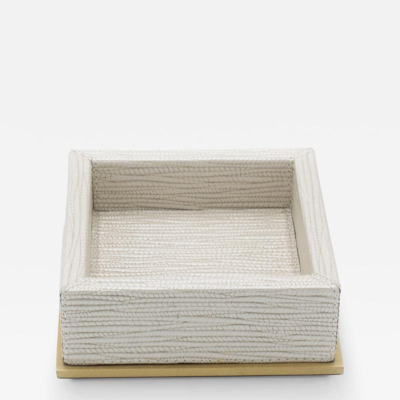 Pearlescent and Gilt metal Square Valet Tray