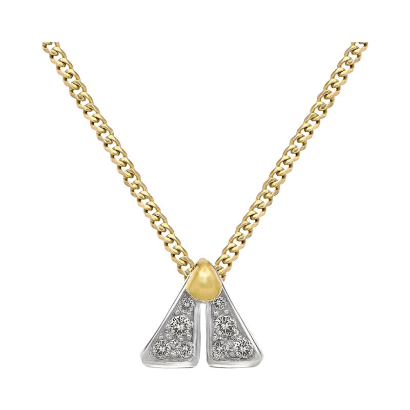 Pedro Boregaard Brilliant White Diamond Platinum Yellow Gold Tiny Fly Necklace Pedro Boregaard