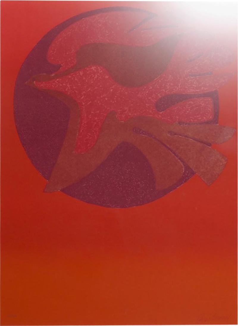 Pedro Coronel Pedro Coronel ABSTRACT Dove Modern ART Lithograph in Red
