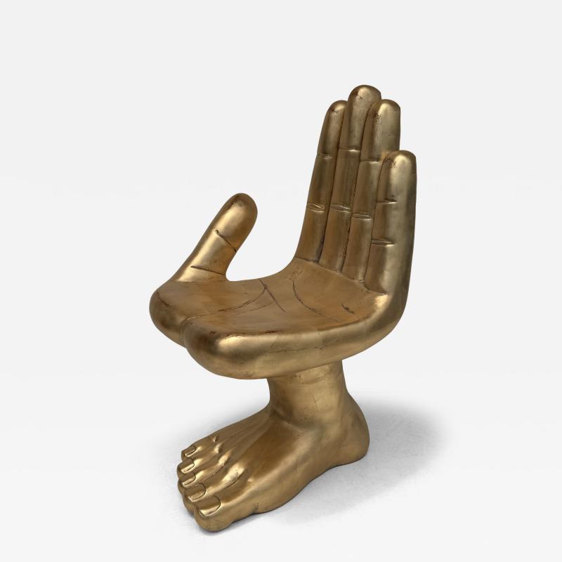 Pedro Friedeberg Gold Leaf Hand and Foot Vanity Boudoir Chair Manner of Pedro Friedberg