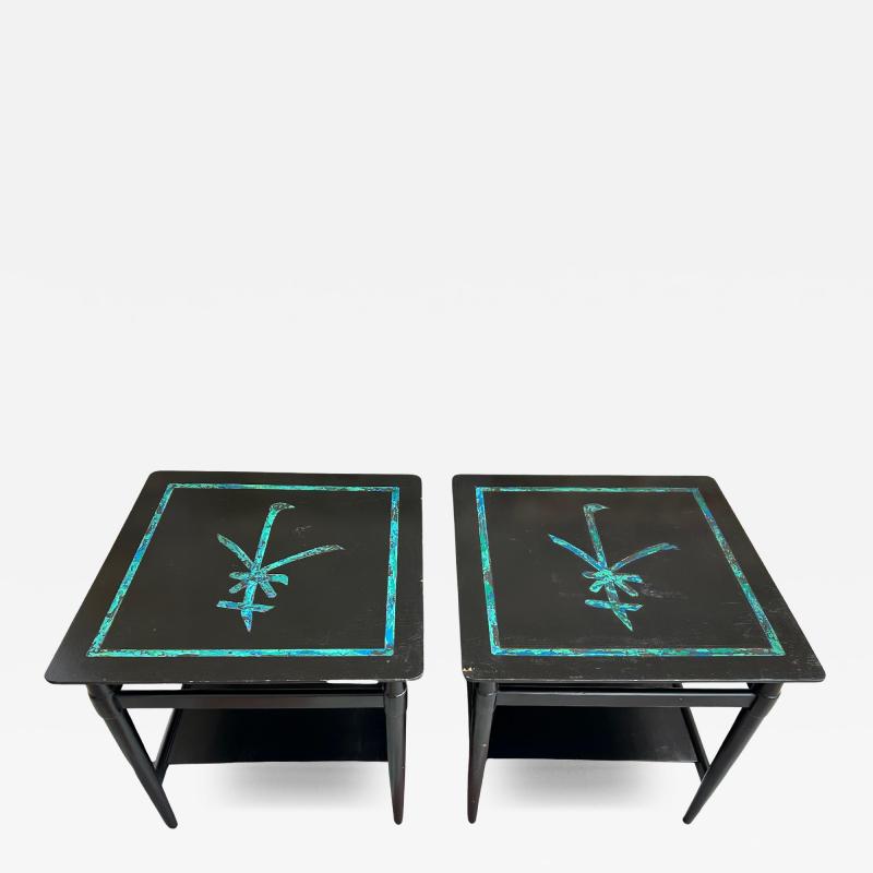 Pepe Mendoza Rare Pair Pepe Mendoza Stone Inlay End Side Table Mid Century Modern