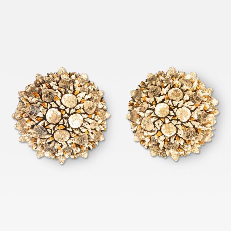 Peppino Campanella Pair of Corallo glass rocks wall lights by Campanella
