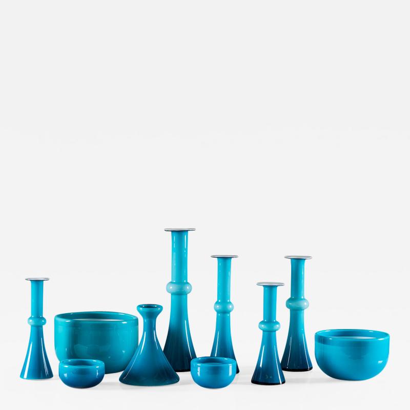 Per L tken Collection of Scandinavian Blue Glass by Per Lutken for Holmegaard