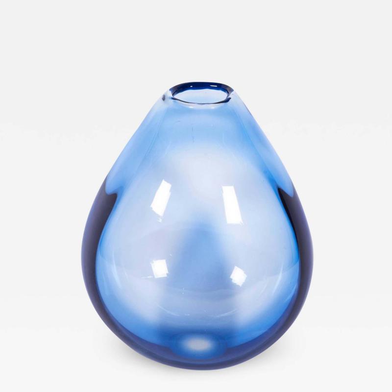 Per L tken Large Handblown Blue Glass Vase by Per Lutken for Holmegaard 1960s