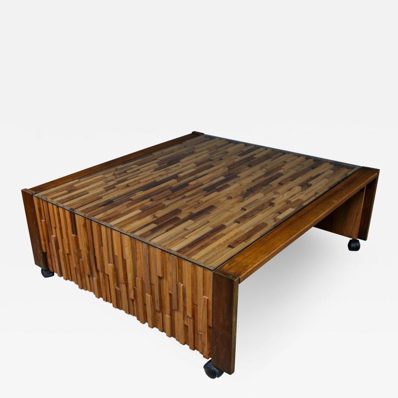 Percival Lafer 1970s Percival Lafer Brazilian Mahogany Patchwork Coffee Table
