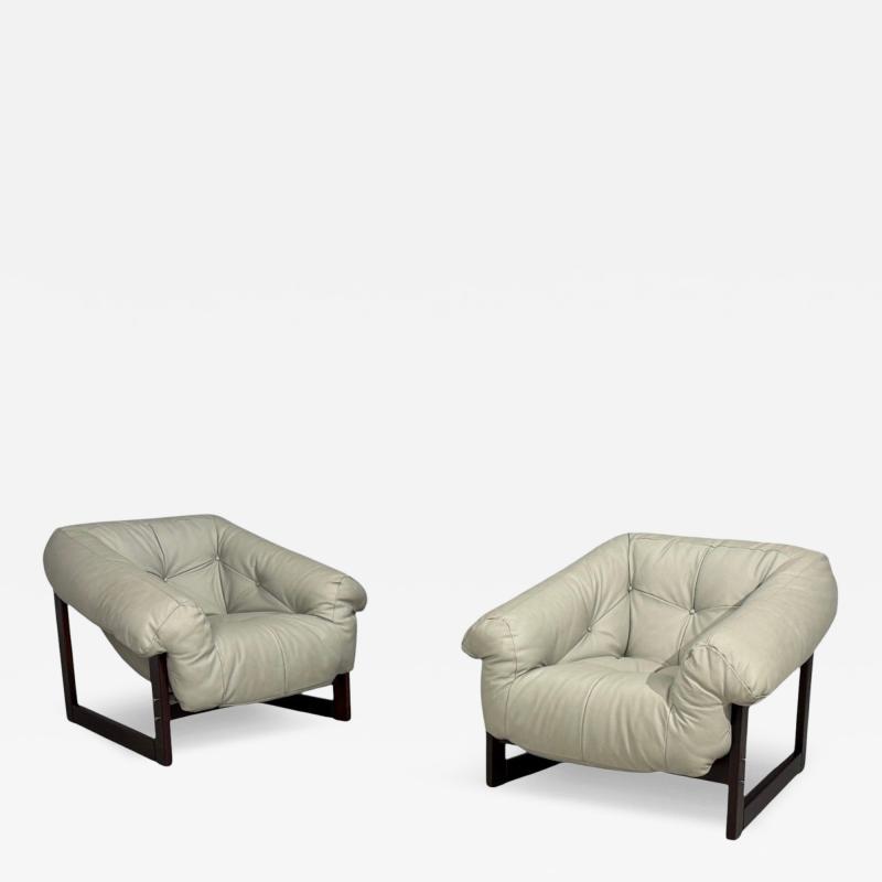 Percival Lafer MP 93 Lounge Chairs Rosewood Leather Brazil 1960s