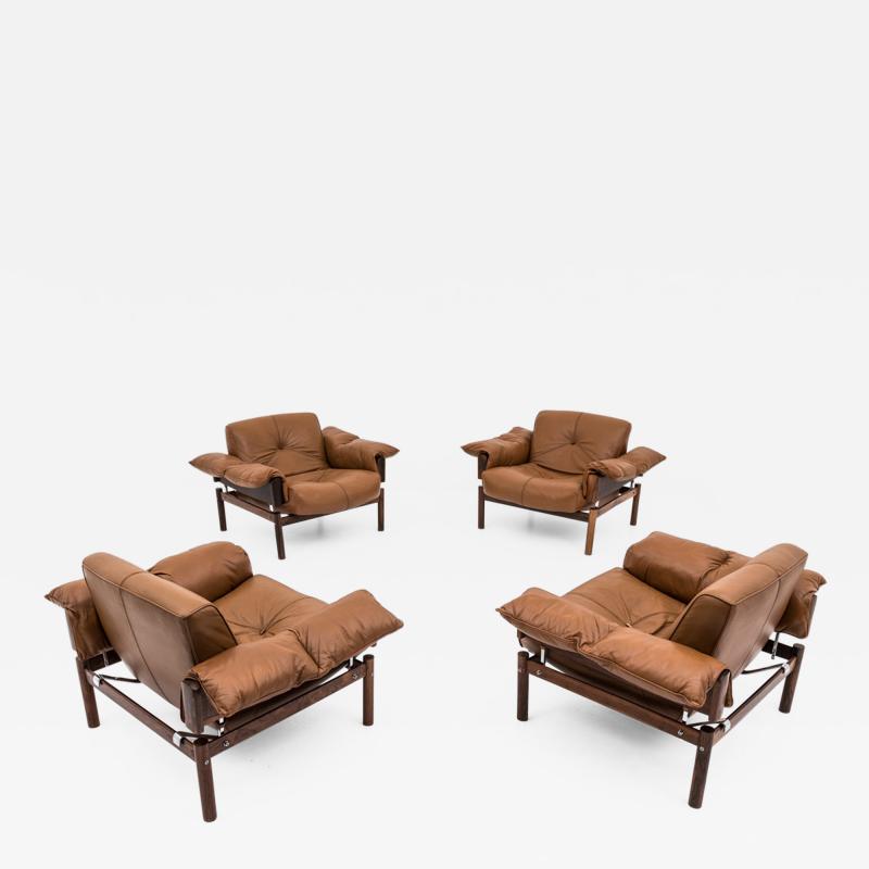 Percival Lafer Midcentury Brasilian Lounge Chairs in Lether and Rosewood by Percival Laf r