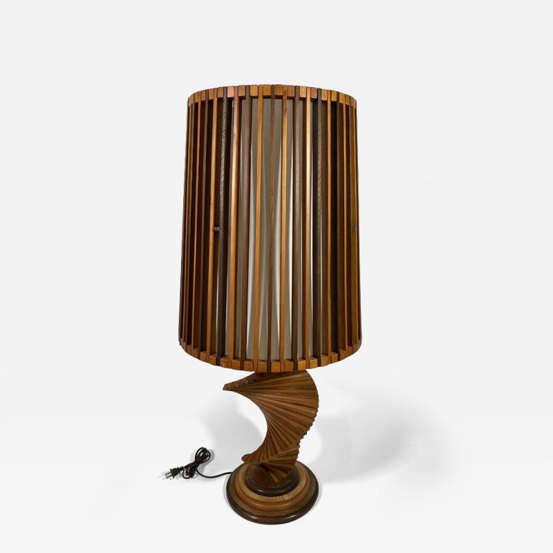 Percival Lafer Percival Lafer Mid Century Brazilian Wooden Spiral and Slat Lamp