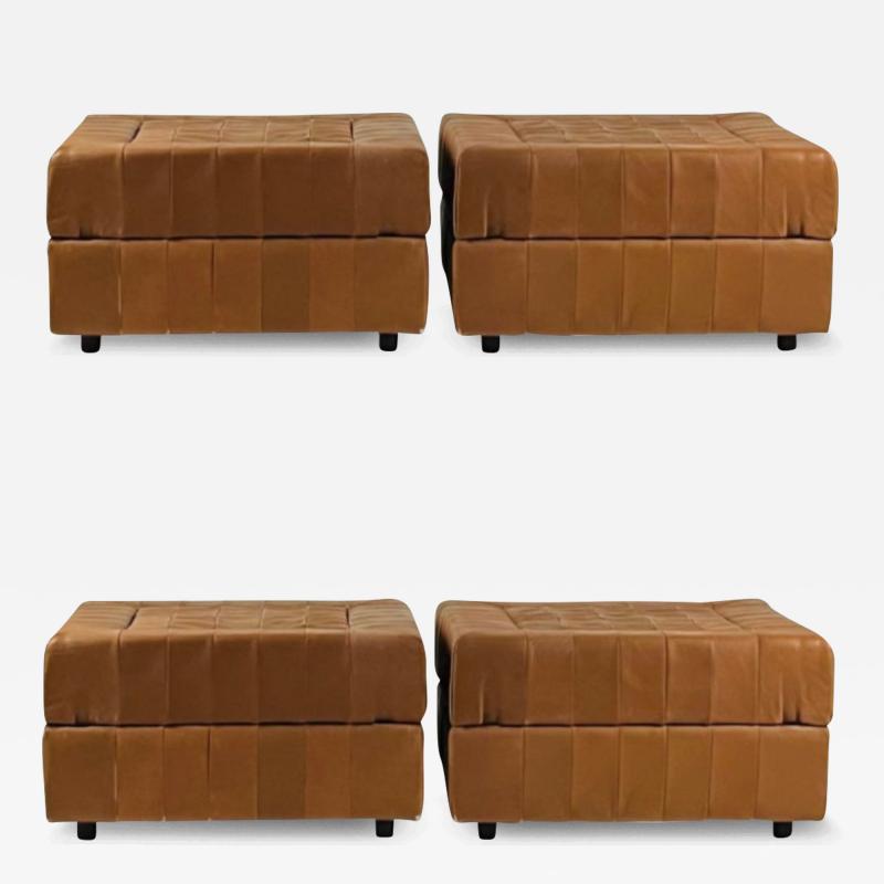 Percival Lafer Set of 4 Brazilian Modern Strapped Leather Ottomans MP 145 by Percival Lafer