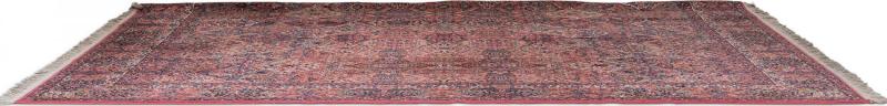 Persian Kirman Red and Blue Wool Rug