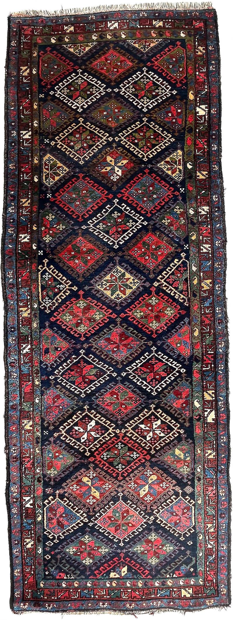 Persian Kurdish Semi Antique Hand Woven Runner 123 by 3 8 