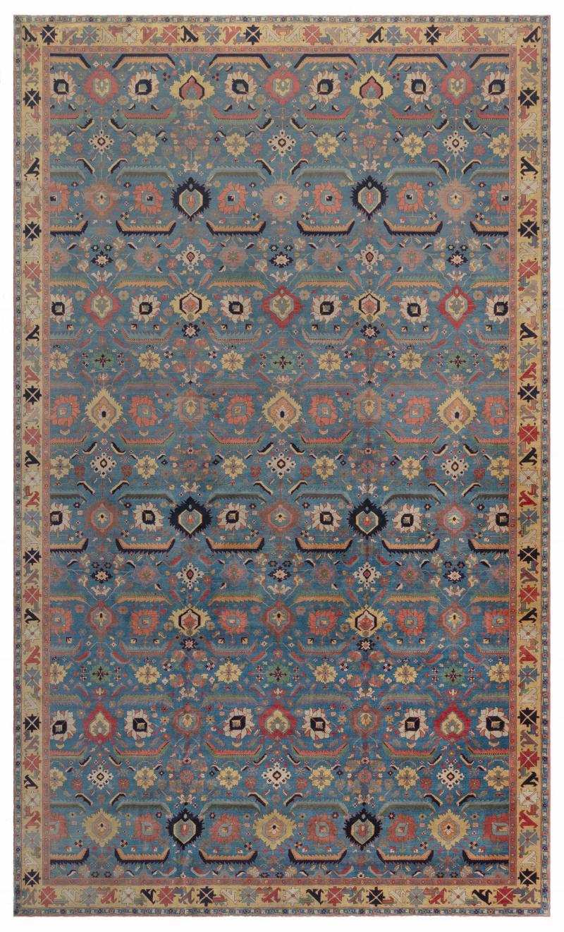 Persian Tabriz Rug With a Cintamani insignia in one corner