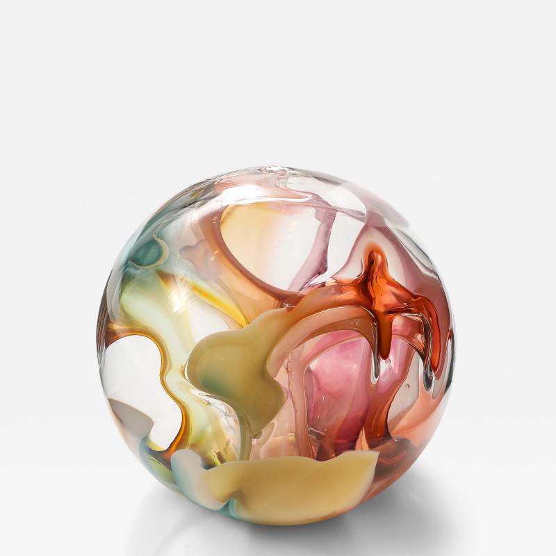 Peter Bramhall Large PETER BRAMHALL Glass Orb Sculpture Signed and Dated 1992