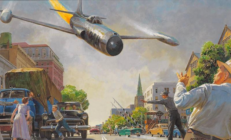 Peter Clarence Peter Helck Americana For a horrible instant Carter thought the jet was going to crash 1955
