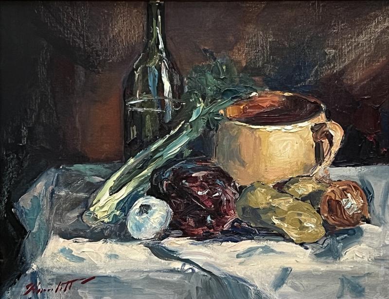 Peter Hamlett Peter Hamlett Signed Oil on Board Still Life Dated 1966 Laguna Beach