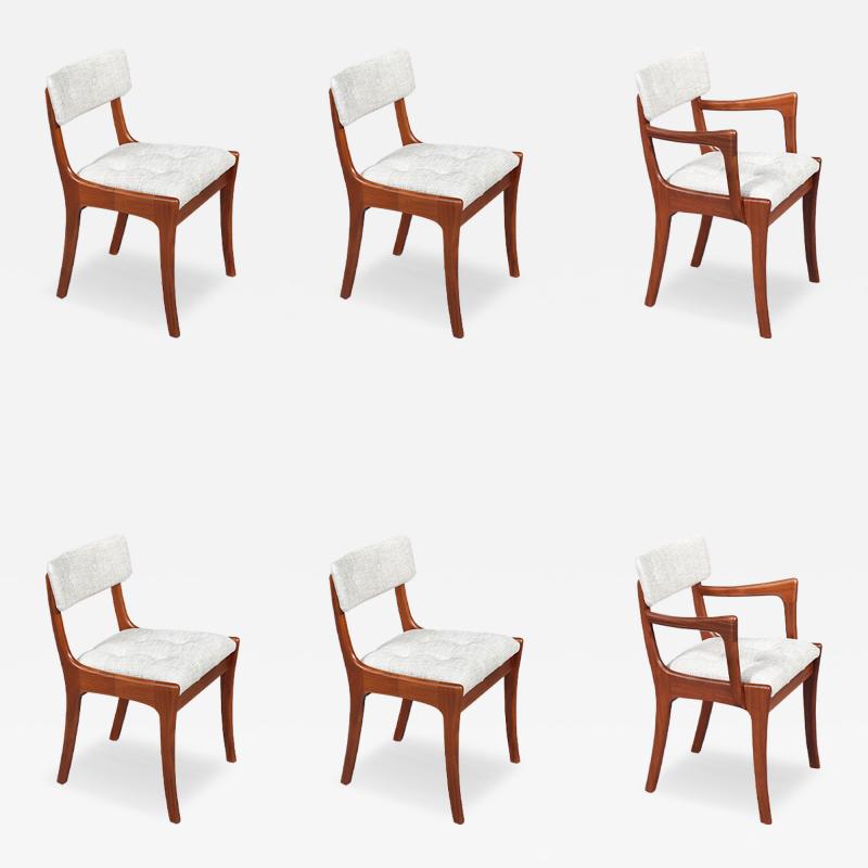 Peter Hayward Mid Century Modern Teak Tweed Dining Chairs by Peter Hayward