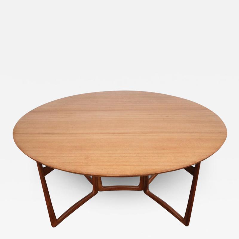 Peter Hvidt 1960s Danish Peter Hvidt Drop Leaf Dining Table in Teak and Brass