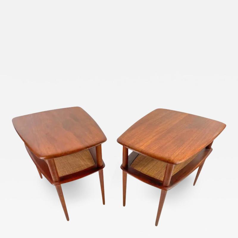 Peter Hvidt Orla M lgaard Nielsen Mid Century Modern Danish John Stuart Two Tier Wooden Side or End Table a Pair