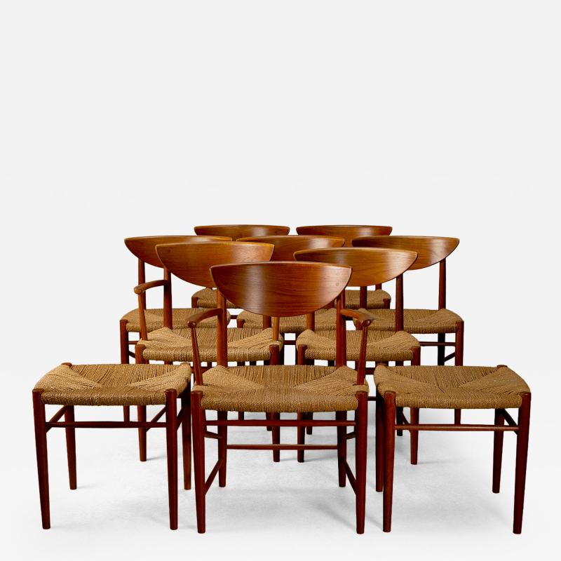 Peter Hvidt Orla M lgaard Nielsen Set of 10 Model 317 316 Dining Chairs and Stools by Hvidt and M lgaard Nielsen
