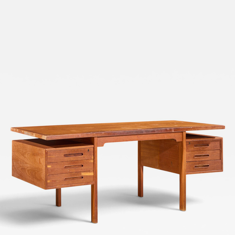 Peter Hvidt Peter Hvidt Style Mid Century Danish Teak Executive Desk