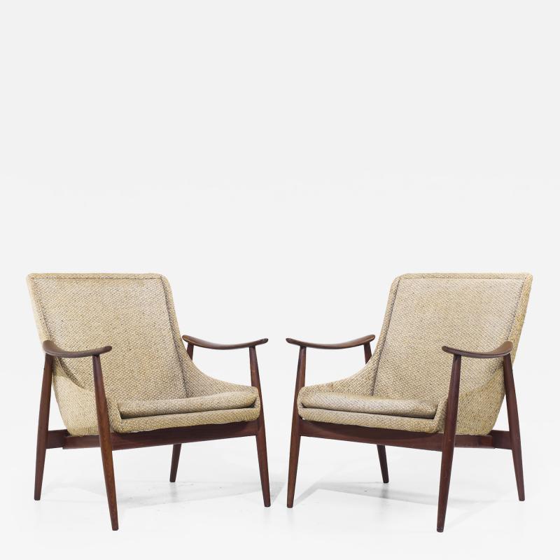 Peter Hvidt Peter Hvidt Style Mid Century Danish Teak Lounge Chairs Pair