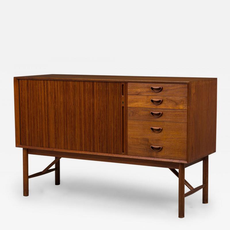 Peter Hvidt for S borg M bler Danish Mid Century Teak Cabinet with Small Tambour