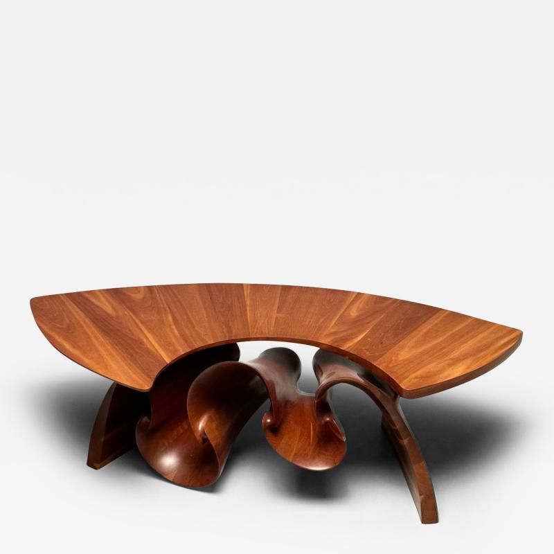 Peter Michael Adams Mid Century Sculptural Coffee Table Walnut USA 1970s