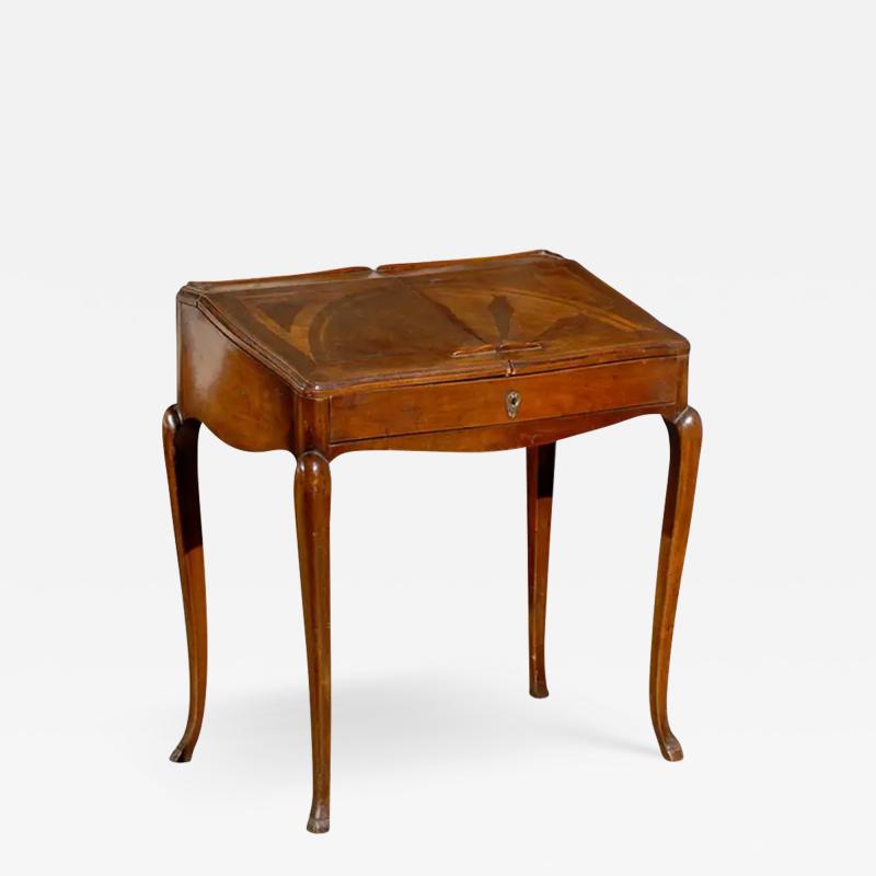 Petite French Louis XV Style Walnut Slant Front Desk Stamped circa 1810