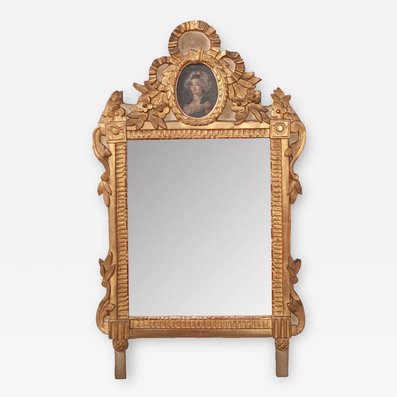 Petite Italian 19th Century Gold Gilt and Painted Mirror