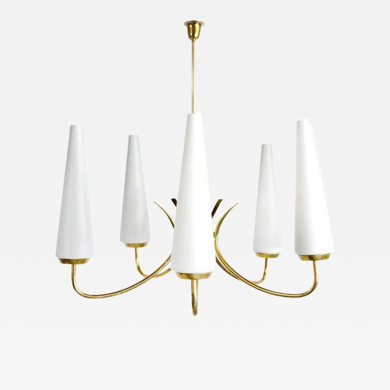 Petite Italian Brass Chandelier 1950s