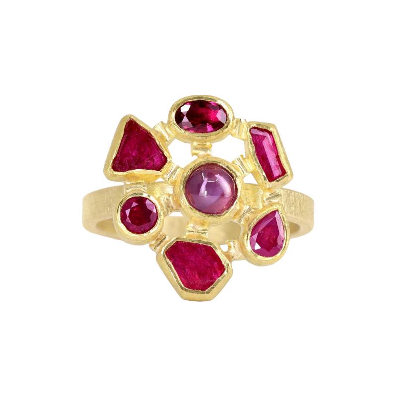 Petra Class One of a Kind Ruby 22k Gold Mosaic Ring Petra Class 2024